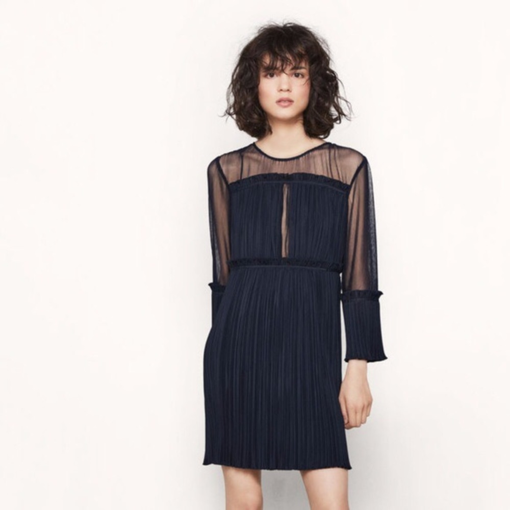 Maje Women's Blue Ritzy Pleated Dress